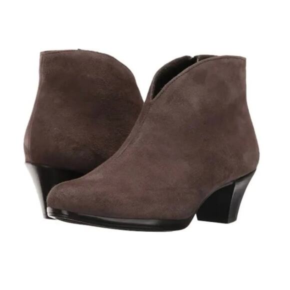 Munro Robyn Ankle Boots 7.5 7.5W Wide Brown NWOT Suede Ankle Bootie Comfort Heel - Picture 1 of 9
